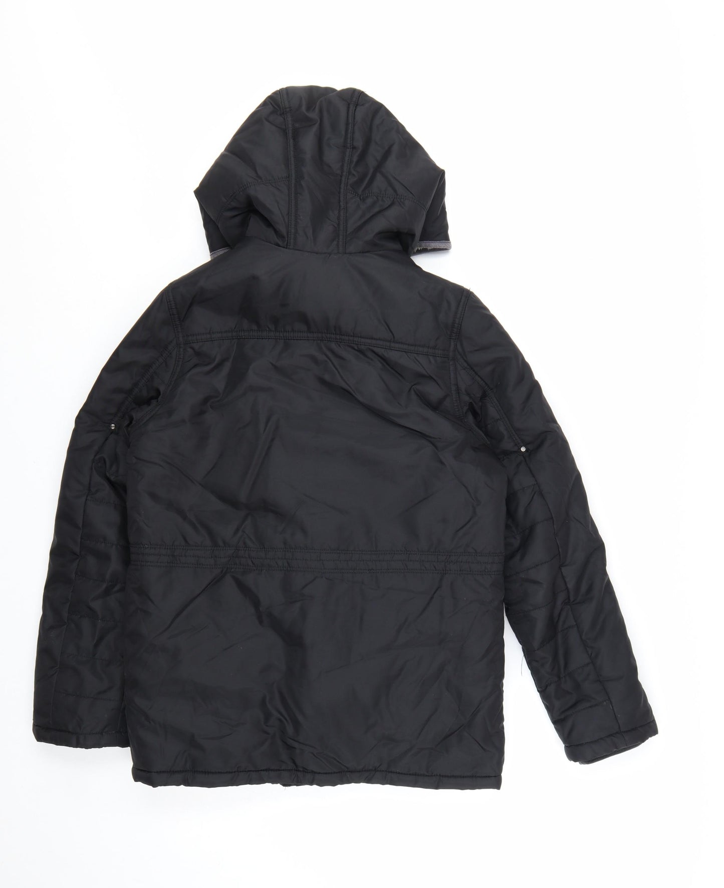 Catimini Boys Black Hooded Puffer Jacket 12 Years Winter Lined Coat