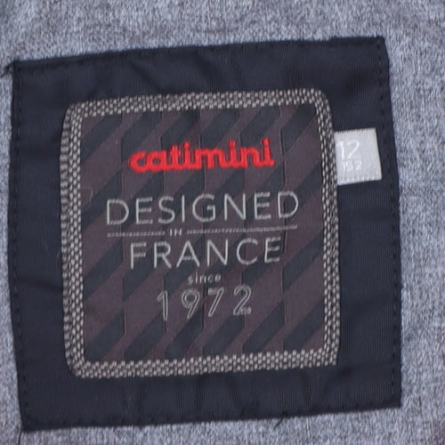 Catimini Boys Black Hooded Puffer Jacket 12 Years Winter Lined Coat
