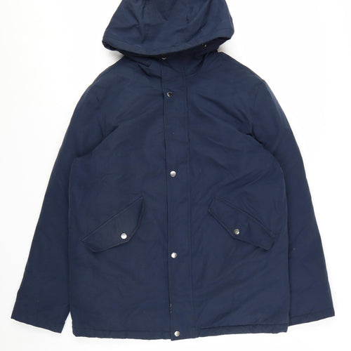 Jack & Jones Men’s Blue Hooded Parka Jacket Size L Polyester