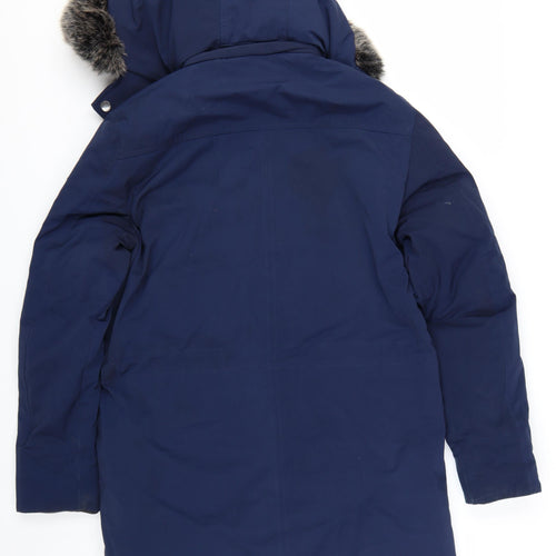 Guess Men's Blue XL Down Parka Coat with Faux Fur Hood