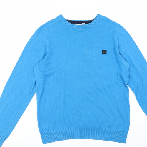 Bench Mens Blue Cotton Crew Neck Pullover Jumper Size M