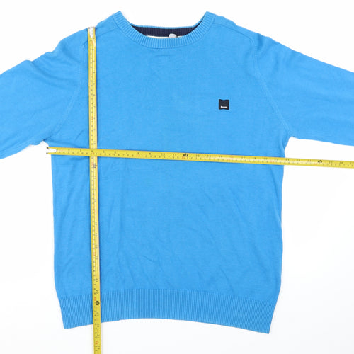 Bench Mens Blue Cotton Crew Neck Pullover Jumper Size M