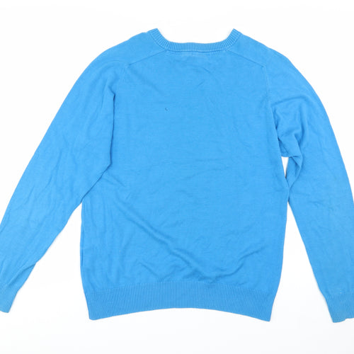 Bench Mens Blue Cotton Crew Neck Pullover Jumper Size M