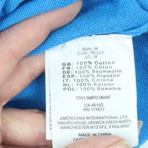 Bench Mens Blue Cotton Crew Neck Pullover Jumper Size M