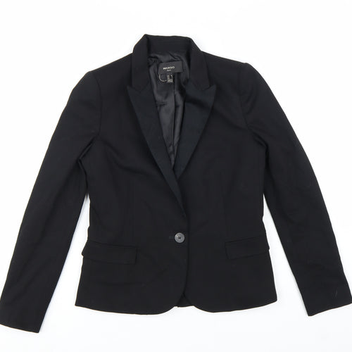 Mango Women's Black Single-Breasted Suit Jacket Size 6 Tailored Blazer