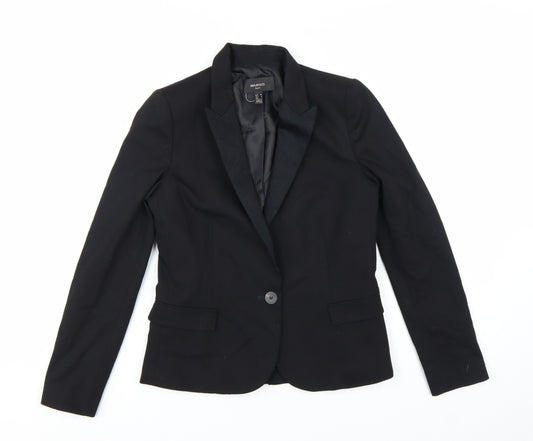 Mango Women's Black Single-Breasted Suit Jacket Size 6 Tailored Blazer