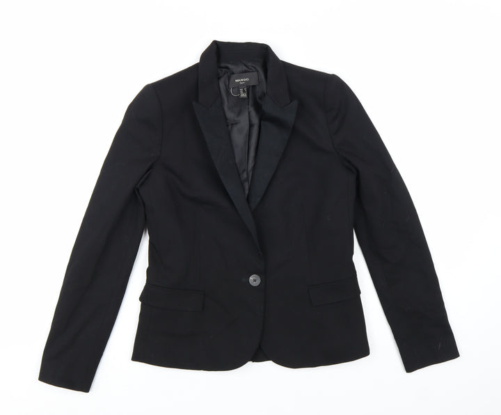 Mango Women's Black Single-Breasted Suit Jacket Size 6 Tailored Blazer