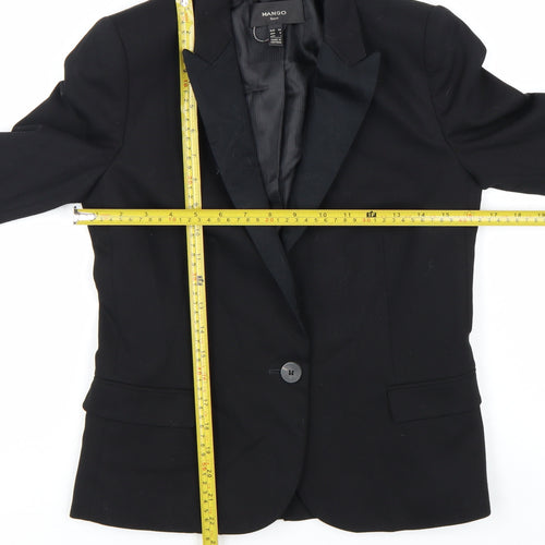 Mango Women's Black Single-Breasted Suit Jacket Size 6 Tailored Blazer