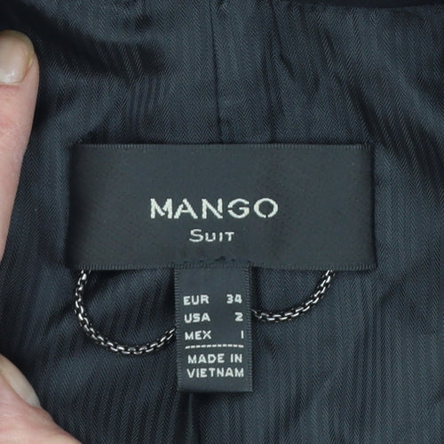 Mango Women's Black Single-Breasted Suit Jacket Size 6 Tailored Blazer