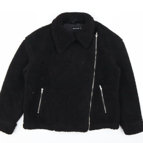 PrettyLittleThing Women Black Size 10 Biker Fleece Zip Jacket