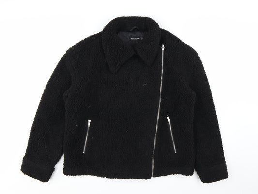 PrettyLittleThing Women Black Size 10 Biker Fleece Zip Jacket