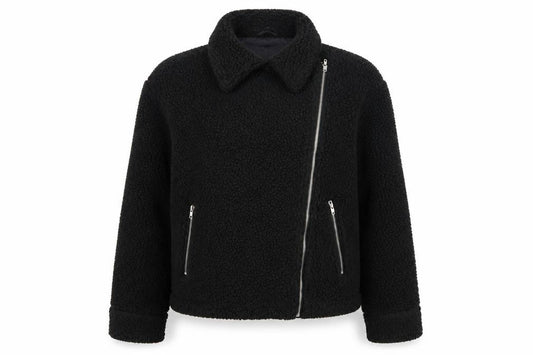 PrettyLittleThing Women Black Size 10 Biker Fleece Zip Jacket