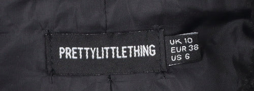 PrettyLittleThing Women Black Size 10 Biker Fleece Zip Jacket