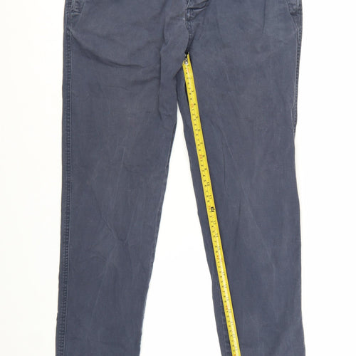 Next Men's Blue Slim Fit Chino Trousers 32R Cotton Blend