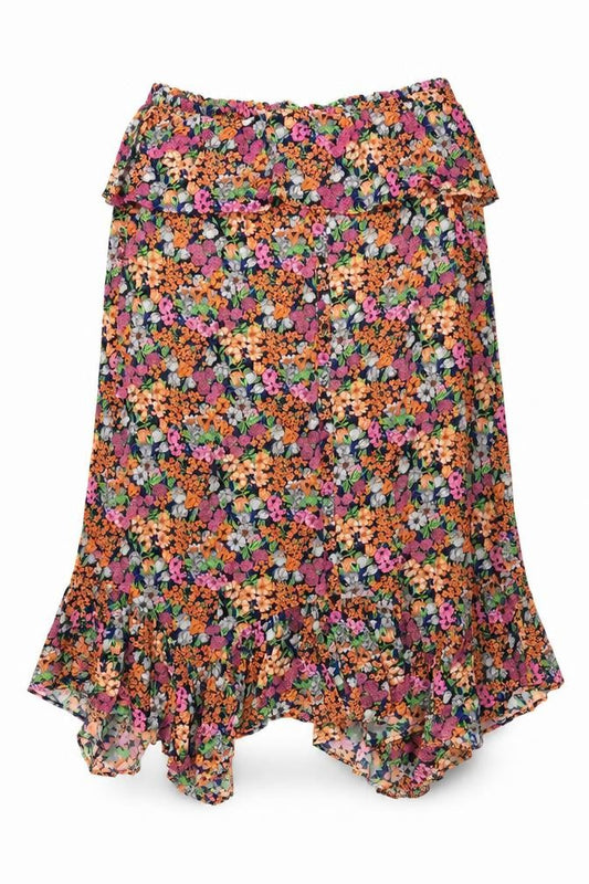Front view of Next Women’s Multicoloured Floral A-Line Midi Dress, size UK 24