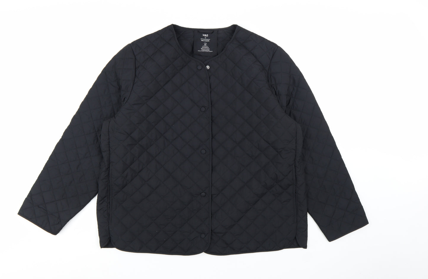 Marks and Spencer Women's Black Quilted Shower Resistant Jacket Size 18