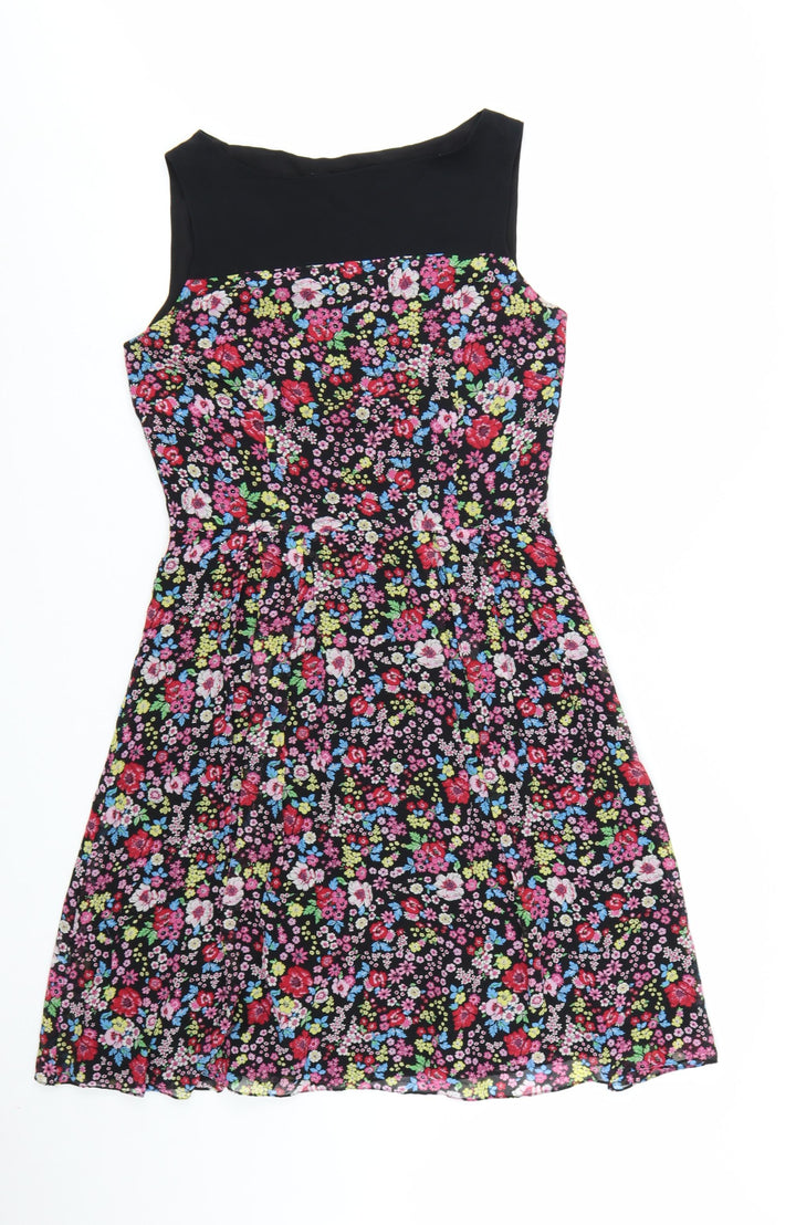 Laura Ashley Womens Multicoloured Floral Fit & Flare Silk Dress UK 12