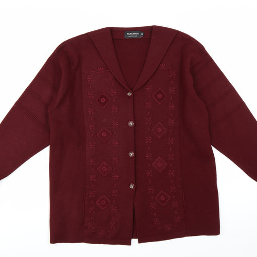 Paramour Women’s Red Embroidered Knit Button Cardigan M