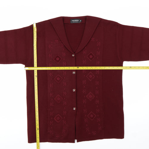 Paramour Women’s Red Embroidered Knit Button Cardigan M