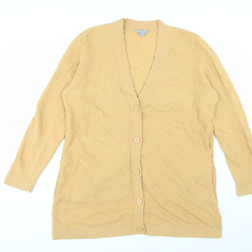 COS Womens Beige Cotton Long Sleeve V-Neck Cardigan Size L
