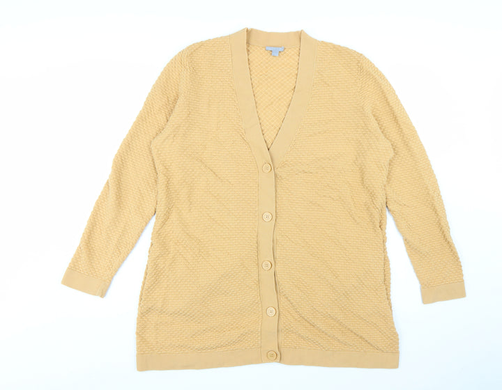 COS Womens Beige Cotton Long Sleeve V-Neck Cardigan Size L