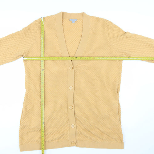 COS Womens Beige Cotton Long Sleeve V-Neck Cardigan Size L