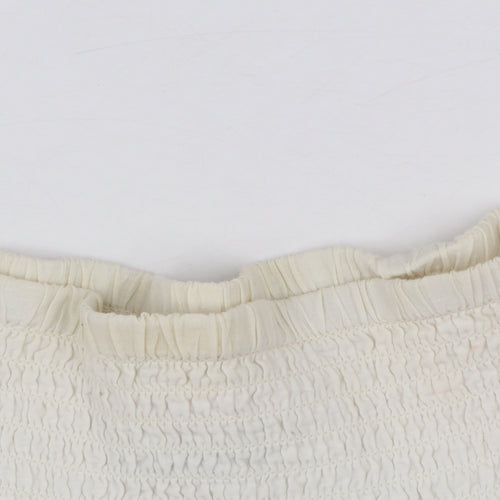 Superdry Women Ivory Cotton A-Line Broderie Short Skirt M
