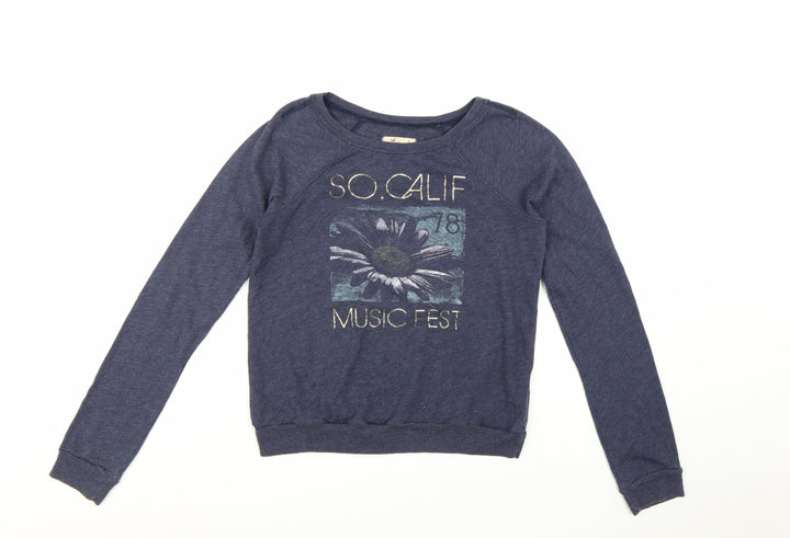 Hollister Women’s Blue Long Sleeve Music Fest Graphic T-Shirt Size S