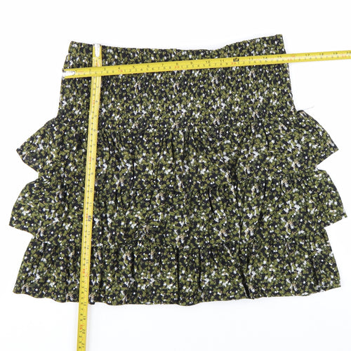 Michael Kors Womens Green Floral Peasant Short Skirt M