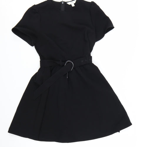 Marks and Spencer Womens Black Size 8 A-Line Belted Short Dress