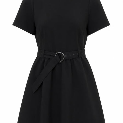 Marks and Spencer Womens Black Size 8 A-Line Belted Short Dress
