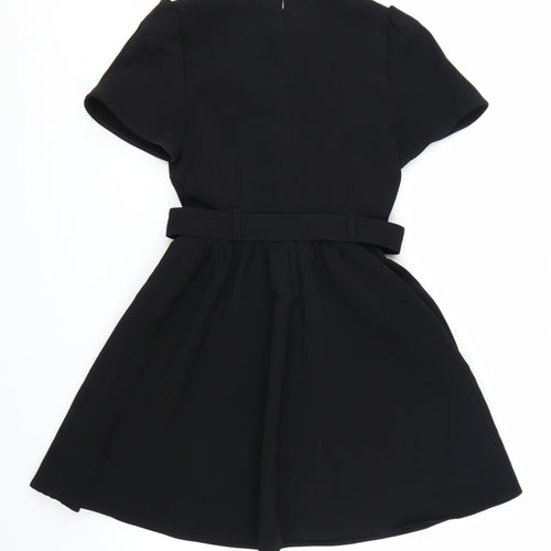 Marks and Spencer Womens Black Size 8 A-Line Belted Short Dress