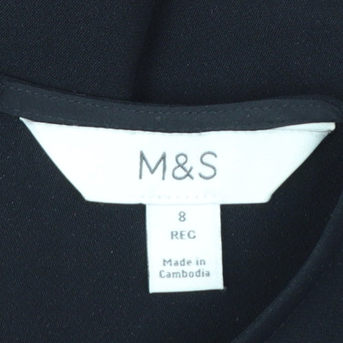 Marks and Spencer Womens Black Size 8 A-Line Belted Short Dress