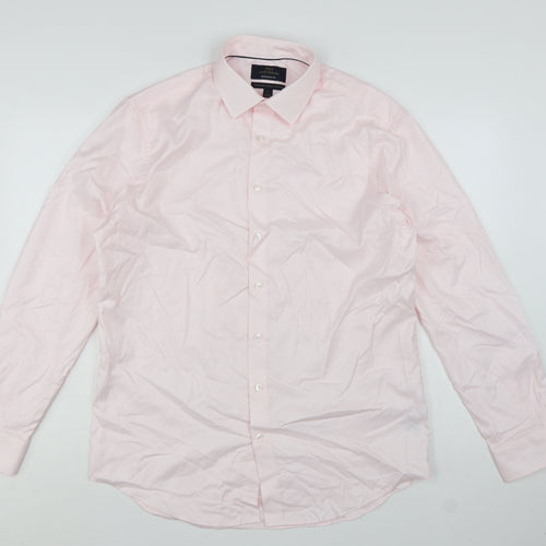 Marks and Spencer Men Pink Regular Fit 16in Collared Dress Shirt