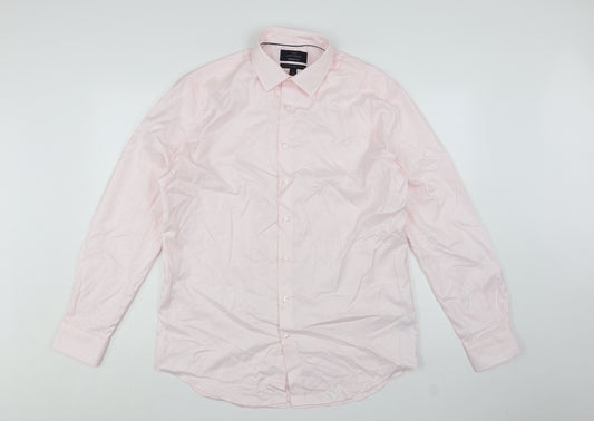 Marks and Spencer Men Pink Regular Fit 16in Collared Dress Shirt