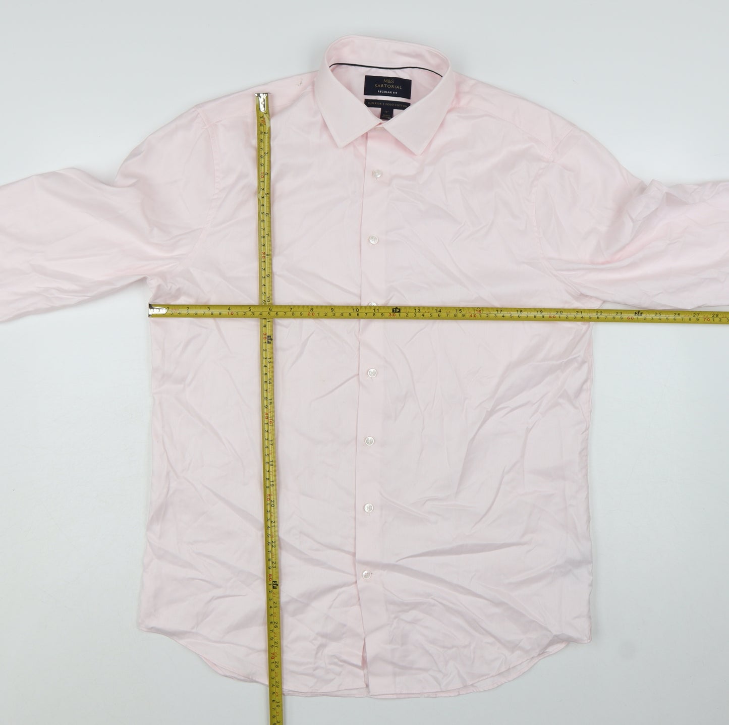 Marks and Spencer Men Pink Regular Fit 16in Collared Dress Shirt