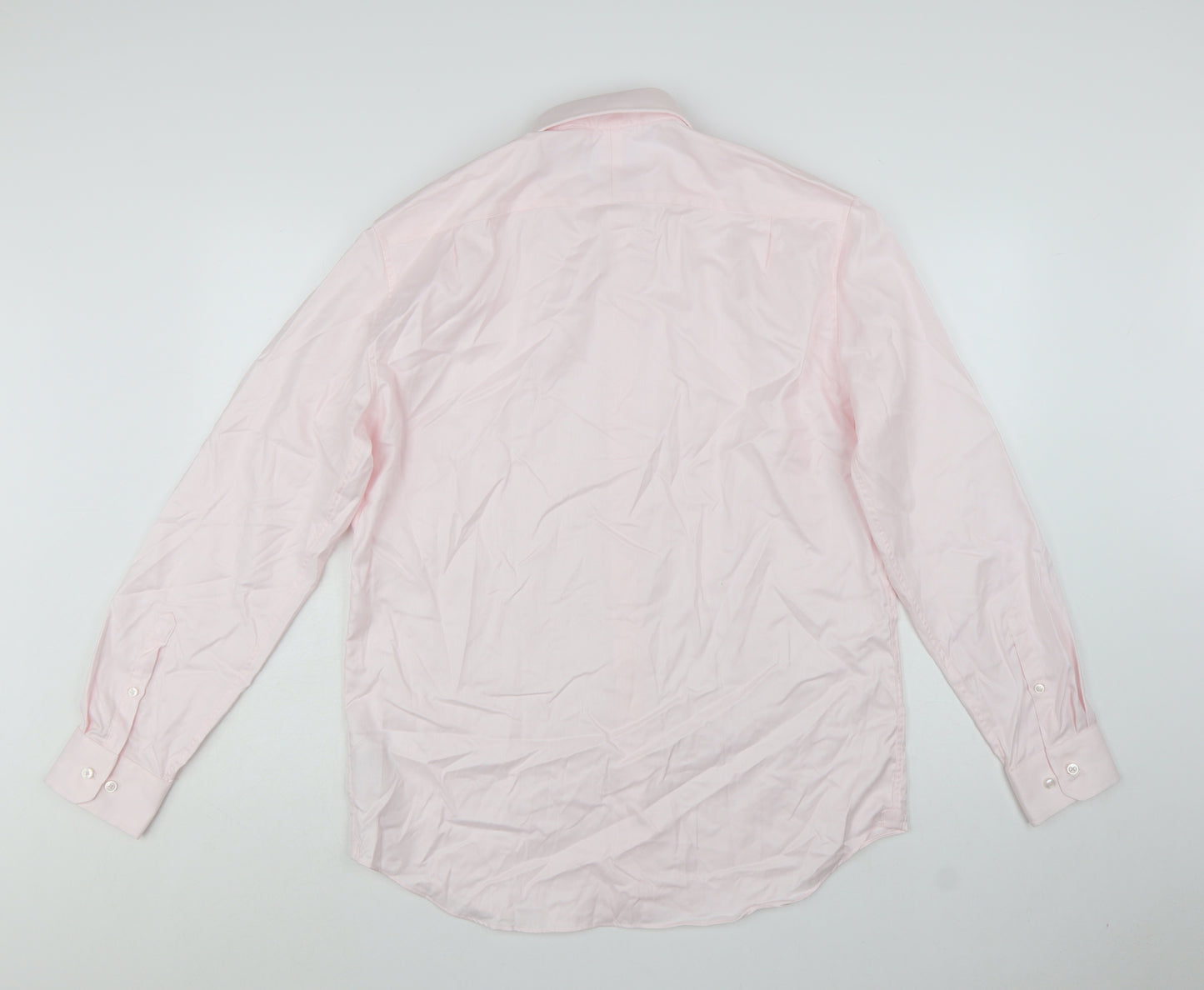 Marks and Spencer Men Pink Regular Fit 16in Collared Dress Shirt