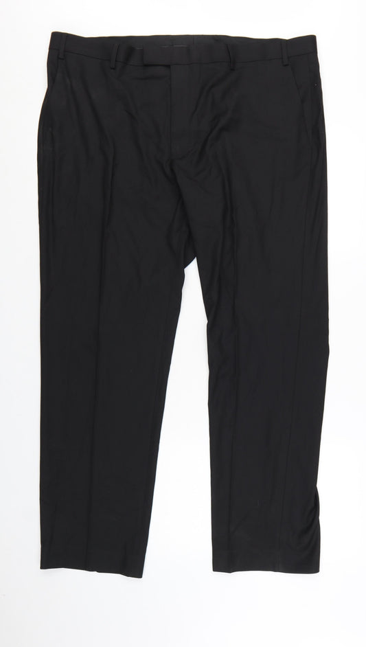 Marks and Spencer Men's Black Regular Fit Dress Trousers Size 42R