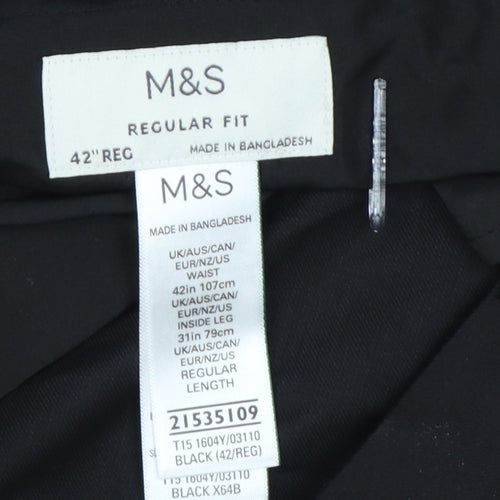 Marks and Spencer Men's Black Regular Fit Dress Trousers Size 42R