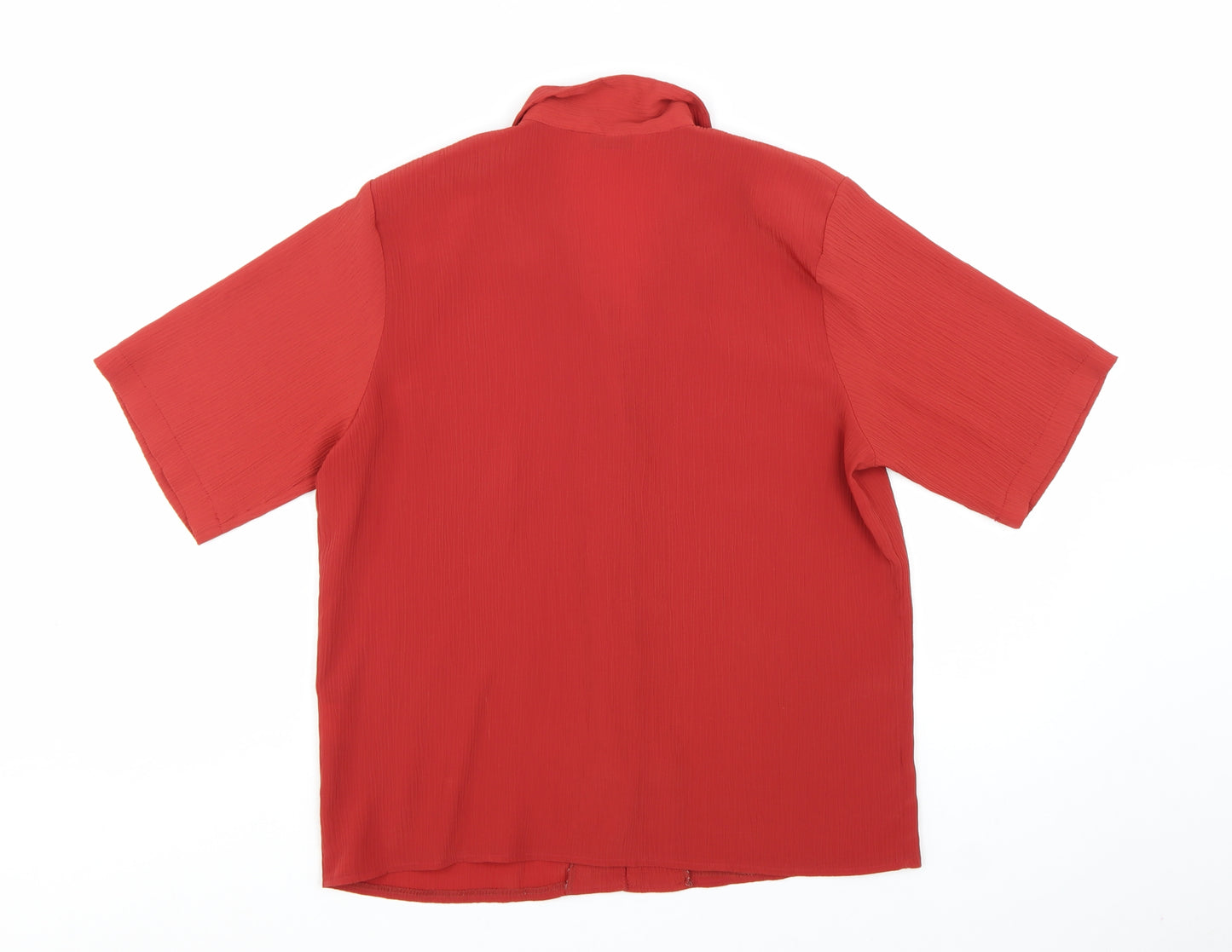 Berkertex Women Red Short Sleeve Collared Button Blouse Size 14