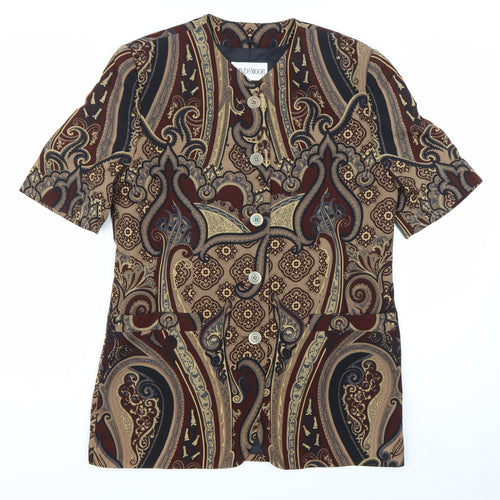 Windsmoor Women’s Brown Paisley Short Sleeve Suit Jacket Size 12