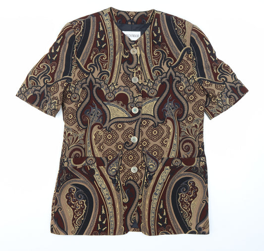 Windsmoor Women’s Brown Paisley Short Sleeve Suit Jacket Size 12