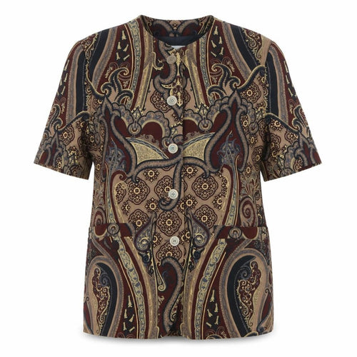 Windsmoor Women’s Brown Paisley Short Sleeve Suit Jacket Size 12