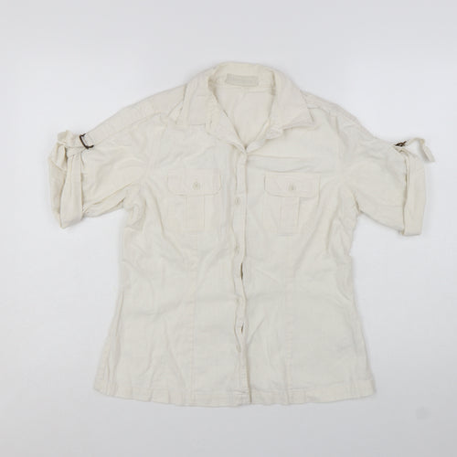 St. Bernard Beige Linen Blend Women's Size 14 Button-Up Shirt