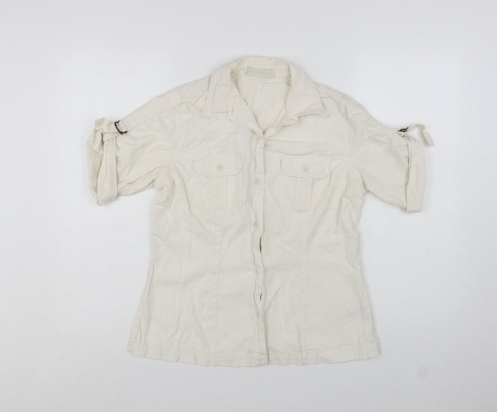 St. Bernard Beige Linen Blend Women's Size 14 Button-Up Shirt