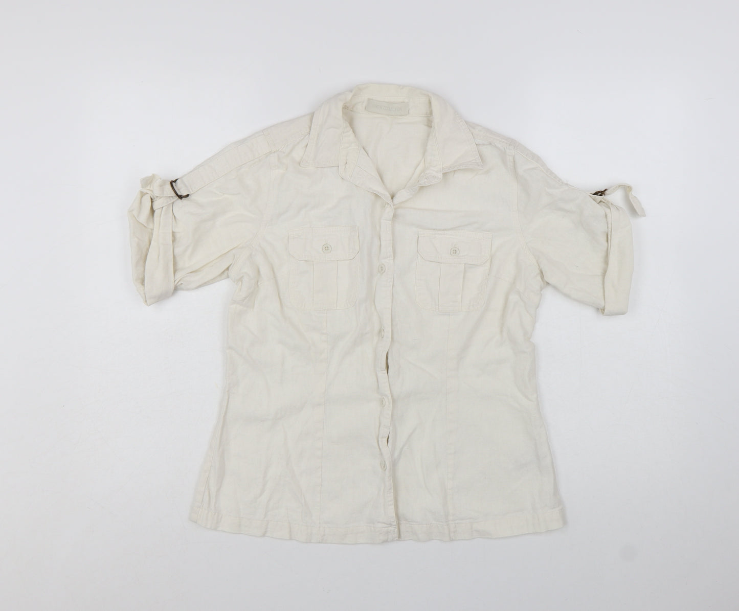 St. Bernard Beige Linen Blend Women's Size 14 Button-Up Shirt
