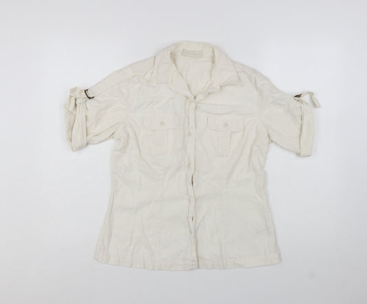 St. Bernard Beige Linen Blend Women's Size 14 Button-Up Shirt