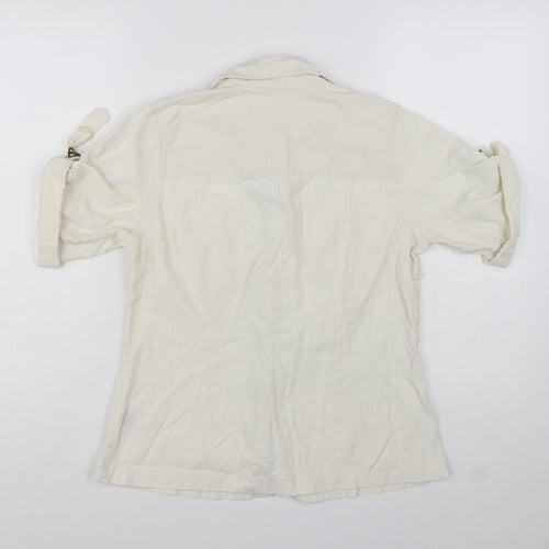 St. Bernard Beige Linen Blend Women's Size 14 Button-Up Shirt
