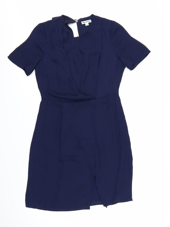 Whistles Women Blue Size 12 Shift Knee Length Dress
