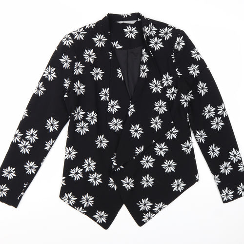 Debenhams Women Black Floral Blazer Jacket Size 12 Regular Fit